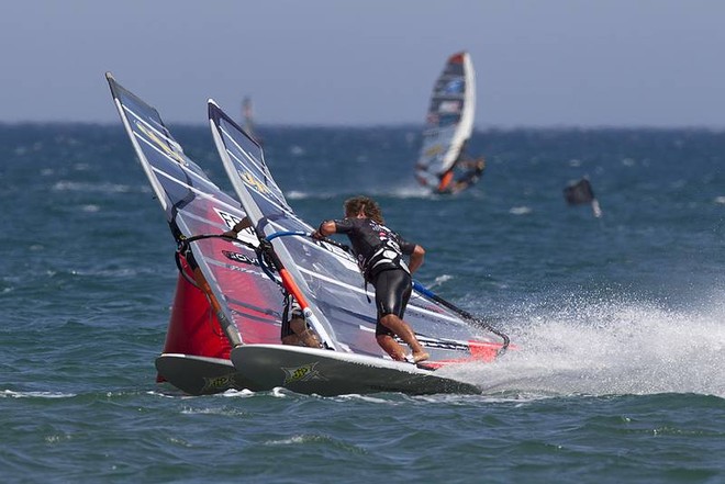 Syncro gybing - 2010 Catalunya – Costa Brava (Spain) PWA Slalom World Cup  ©  John Carter / PWA http://www.pwaworldtour.com